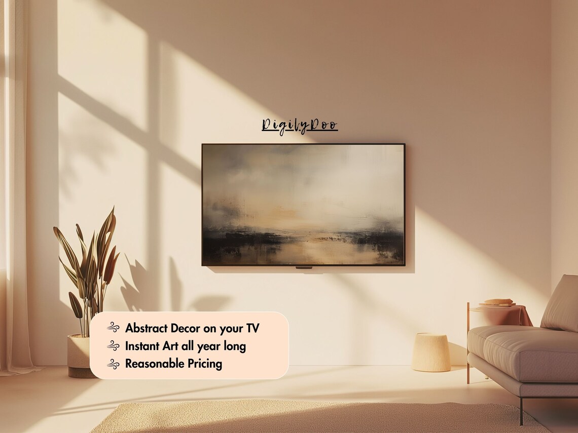 Abstract Modern Frame TV Art, Neutral Wabi Sabi - Image 3