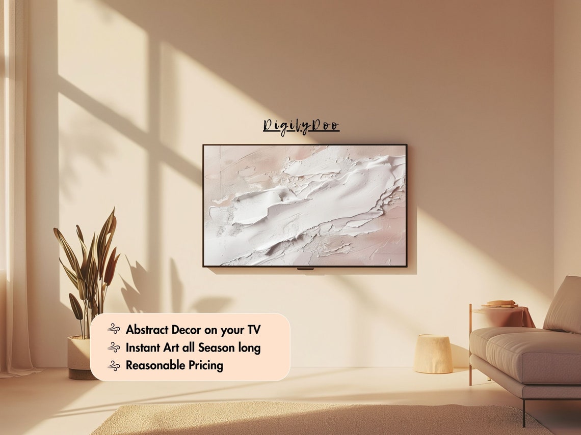Abstract Modern Frame Tv Art Minimalist Textured Painting Neutral Wall Artwork Wabi Sabi Home Decor 3d - Image 3