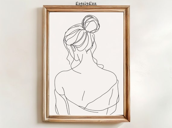 Woman Line Drawing Art Print, Minimalist Line Art