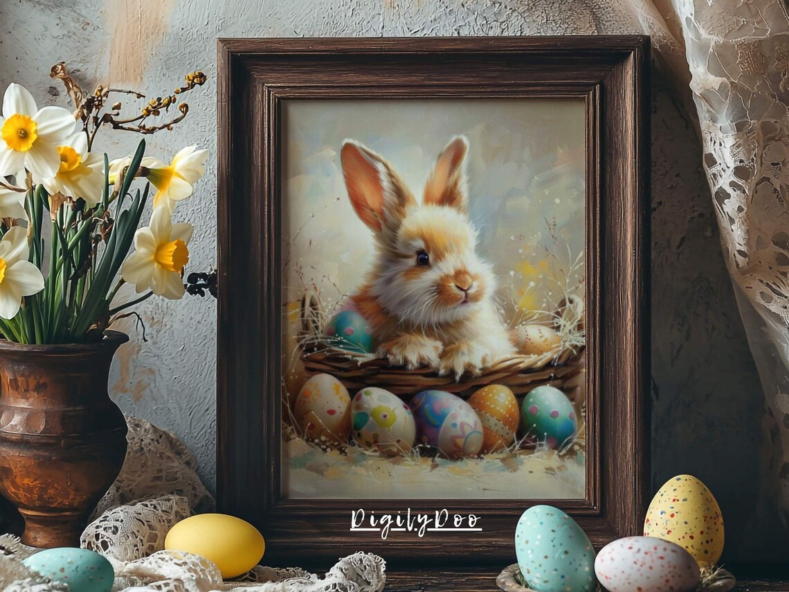 Cute Easter Baby Bunny, Spring Nursery Decor