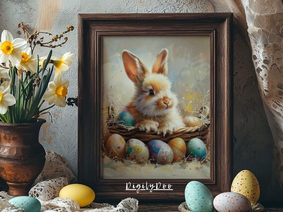Cute Easter Baby Bunny, Spring Nursery Decor
