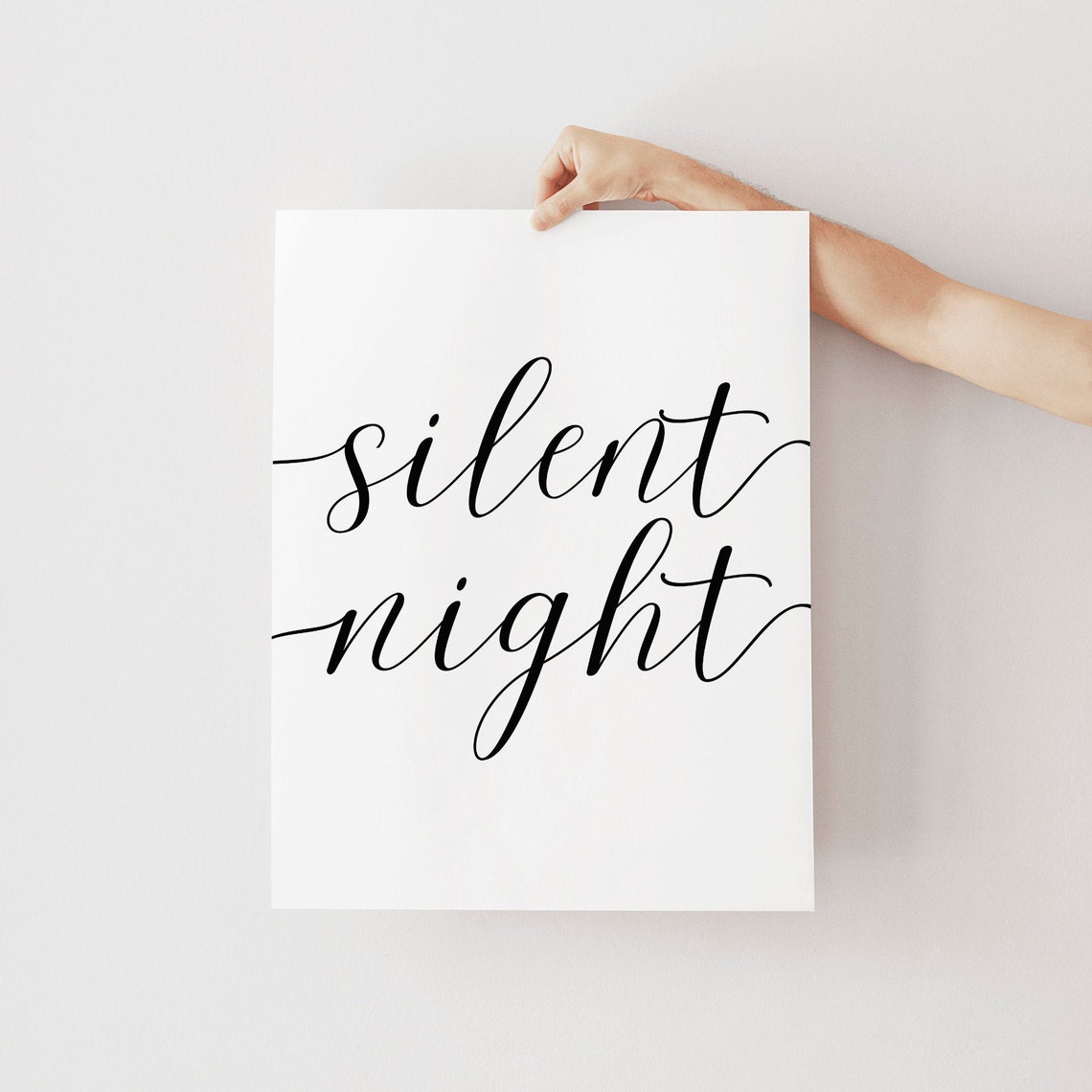 Silent Night Elegant Calligraphy Christmas Carol Quote Wall Art - Image 2