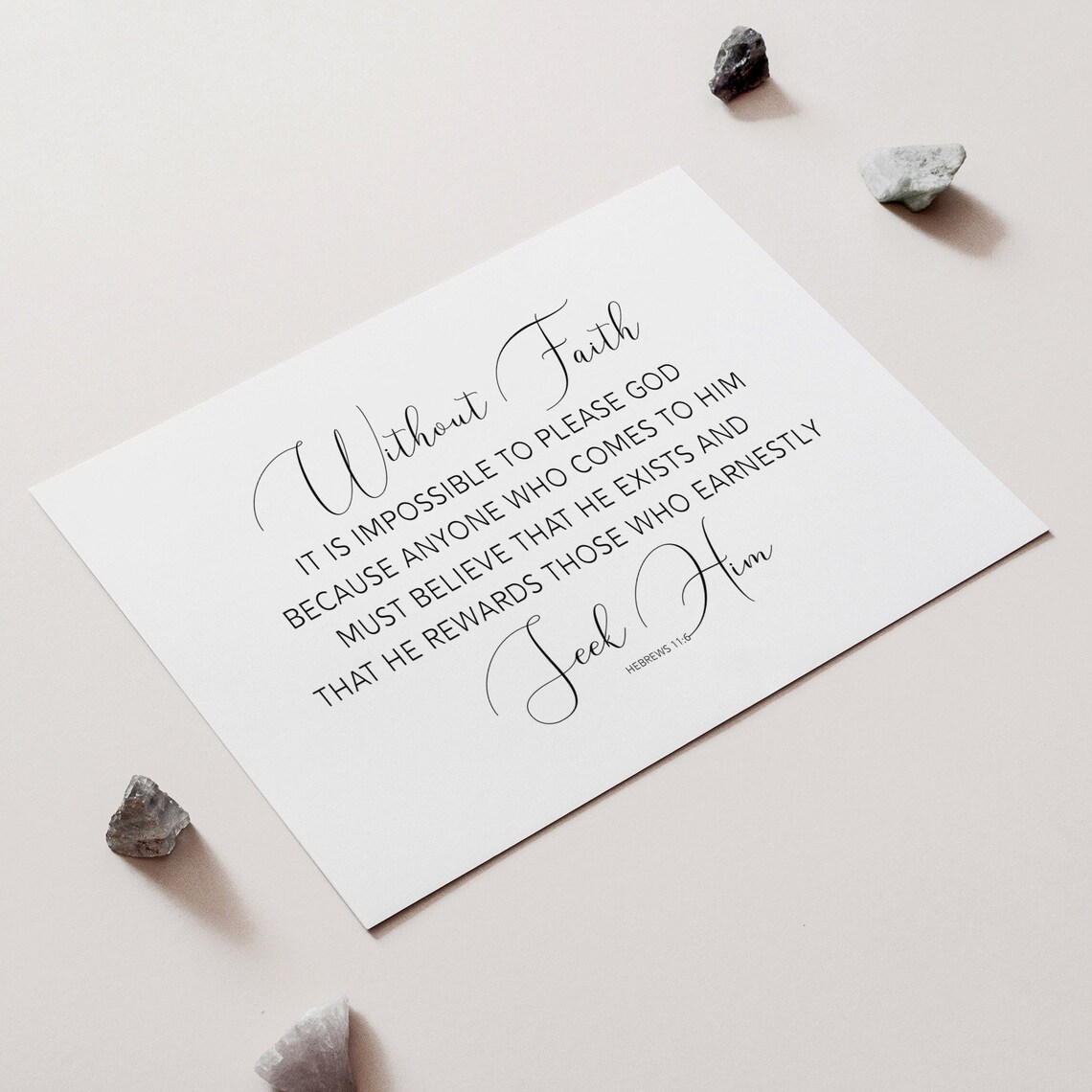 Without Faith Seek Him Hebrews 116 Christian Scripture Typography Wall Art - Image 2