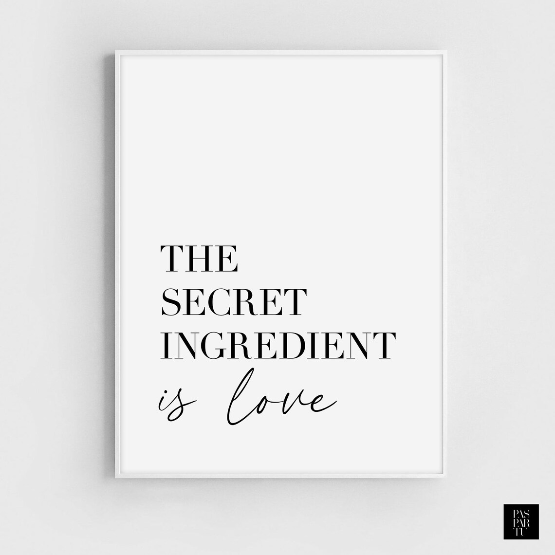 The Secret Ingredient Is Love Minimalist Kitchen Decor Wall Art - Image 5