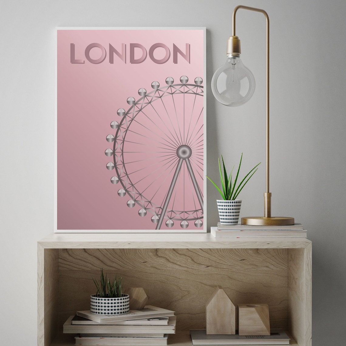 London Eye Print London Print Pink Print London Poster London Wall Art Travel Print Pink Art Print Wall Art London - Image 4