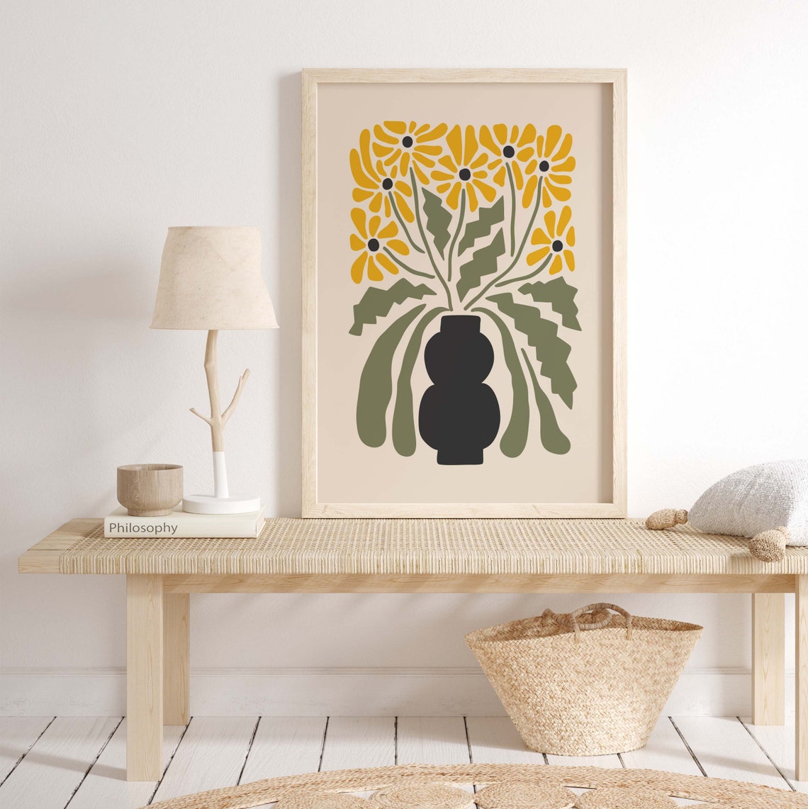 Yellow Flower Mid-Century Minimalist Art Print - Image 3