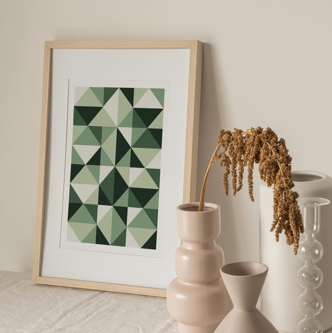 Geometric Print Green Wall Art Wall Art Print Instant Green Prints Green Print Triangle Print Wall Art - Image 2