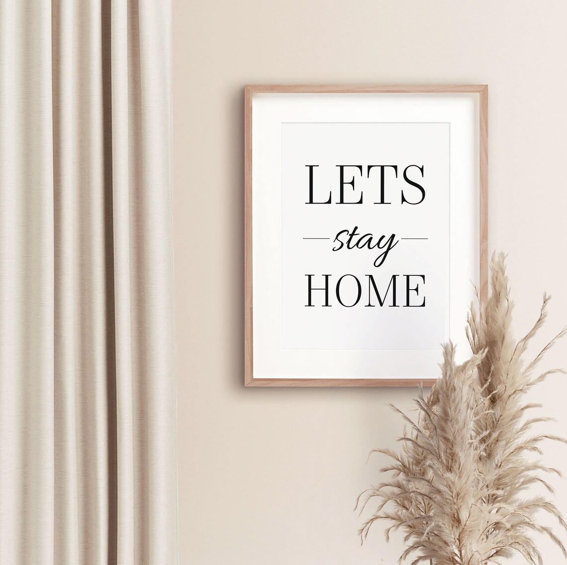 Lets Stay Home Black And White Minimalist Script Typography Poster - Image 3