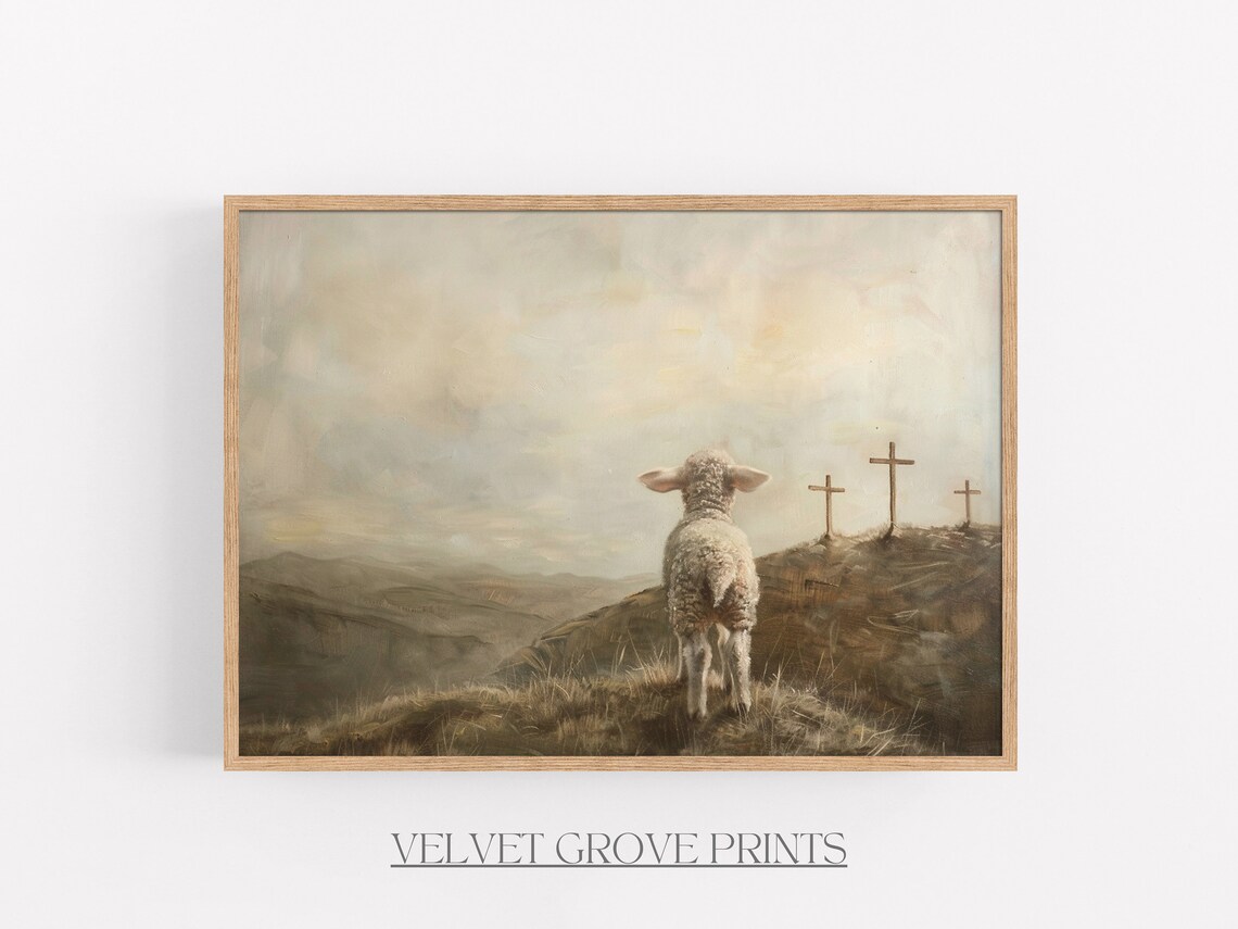 Vintage Easter Lamb Art Print, Springtime