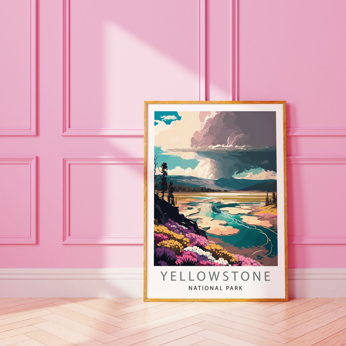 Yellowstone Travel Print Yellowstone Poster Home Decor Wall Art Yellowstone Travel Poster Gifts National Park Poster Yellowstone Print - Image 2