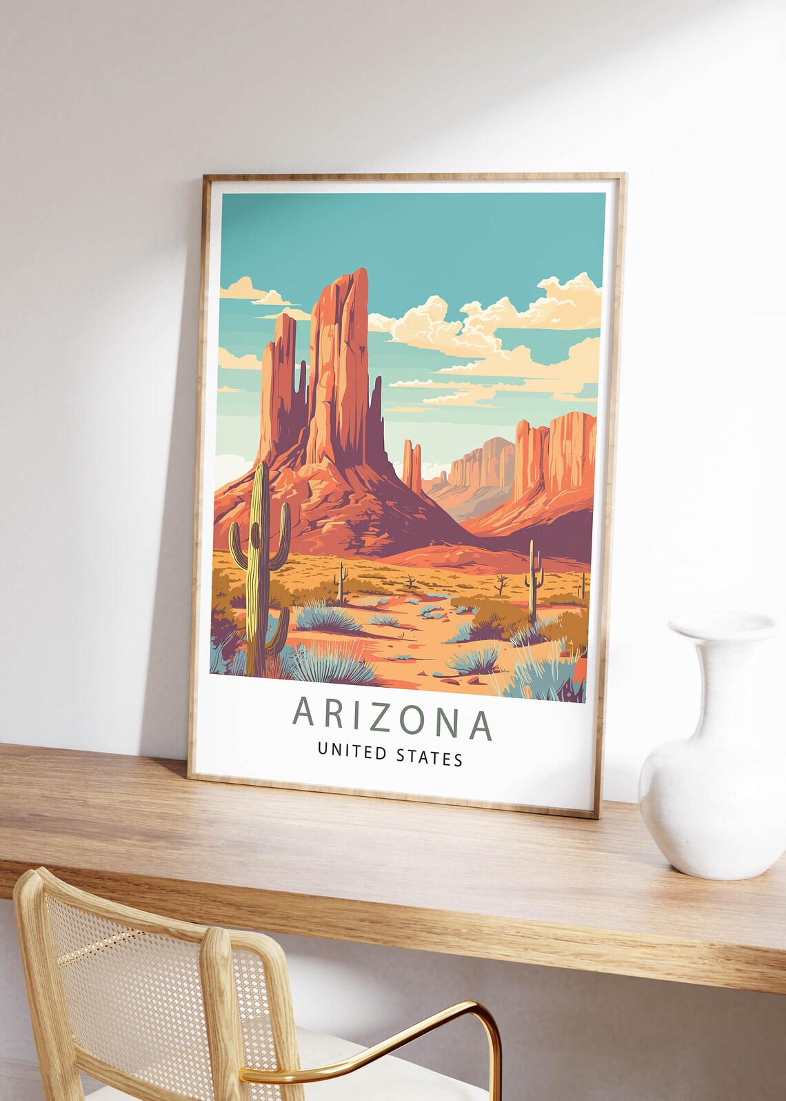 Arizona Minimalist Travel Poster Art Print - Image 3