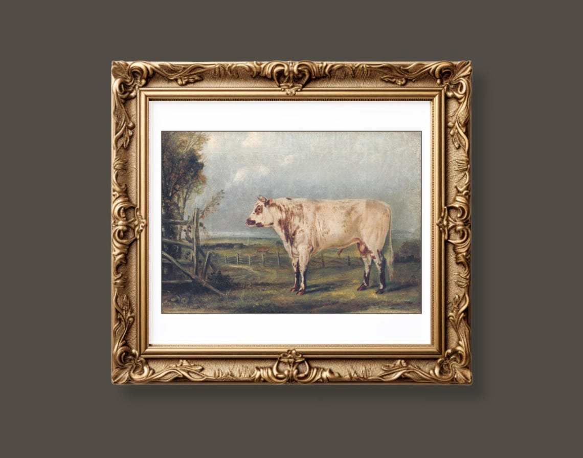 Vintage Cow Farm Animal Art Print, Home Decor