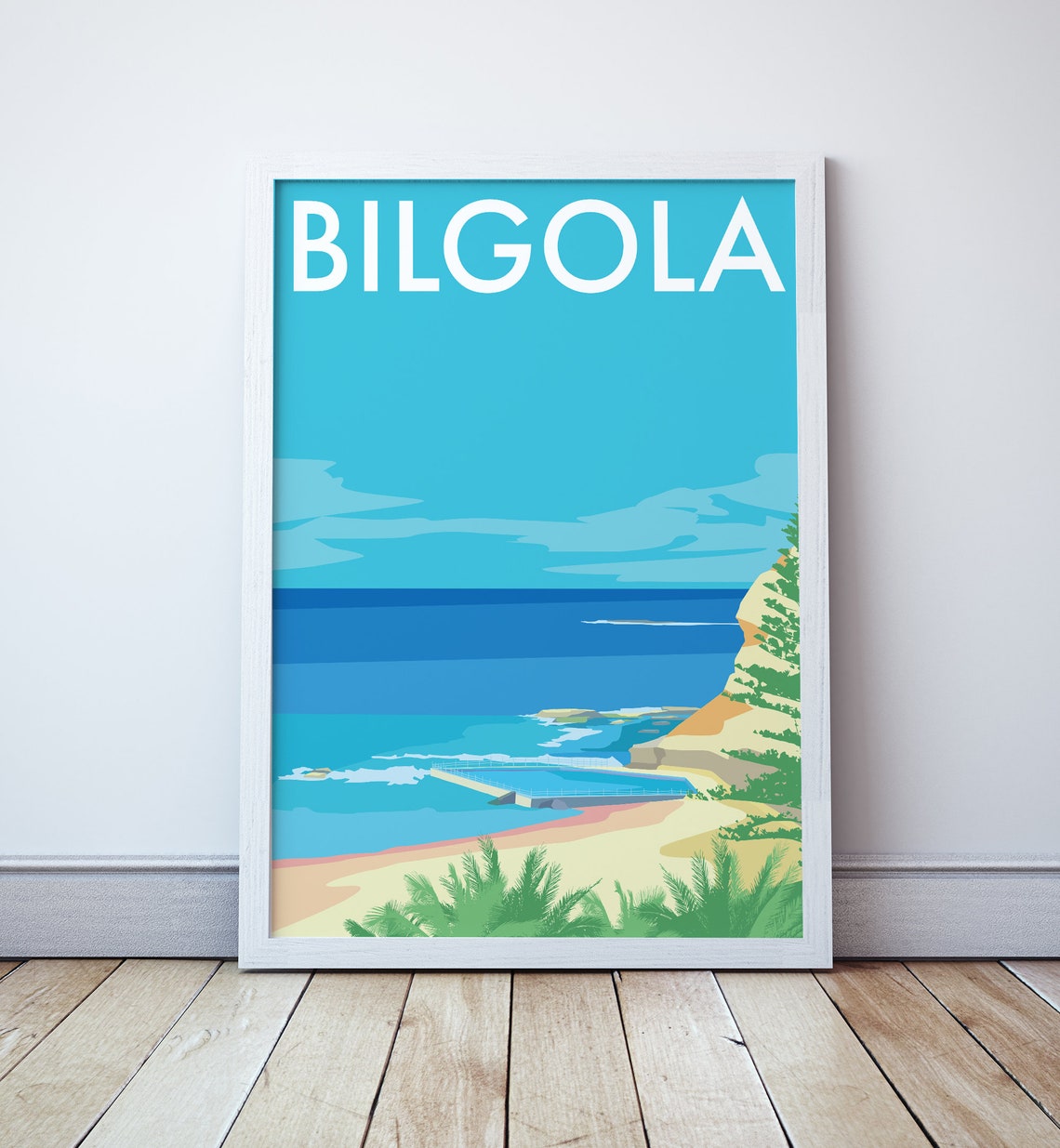 Bilgola Beach Sydney Rock Pool Ocean Cliff Scene Travel Print