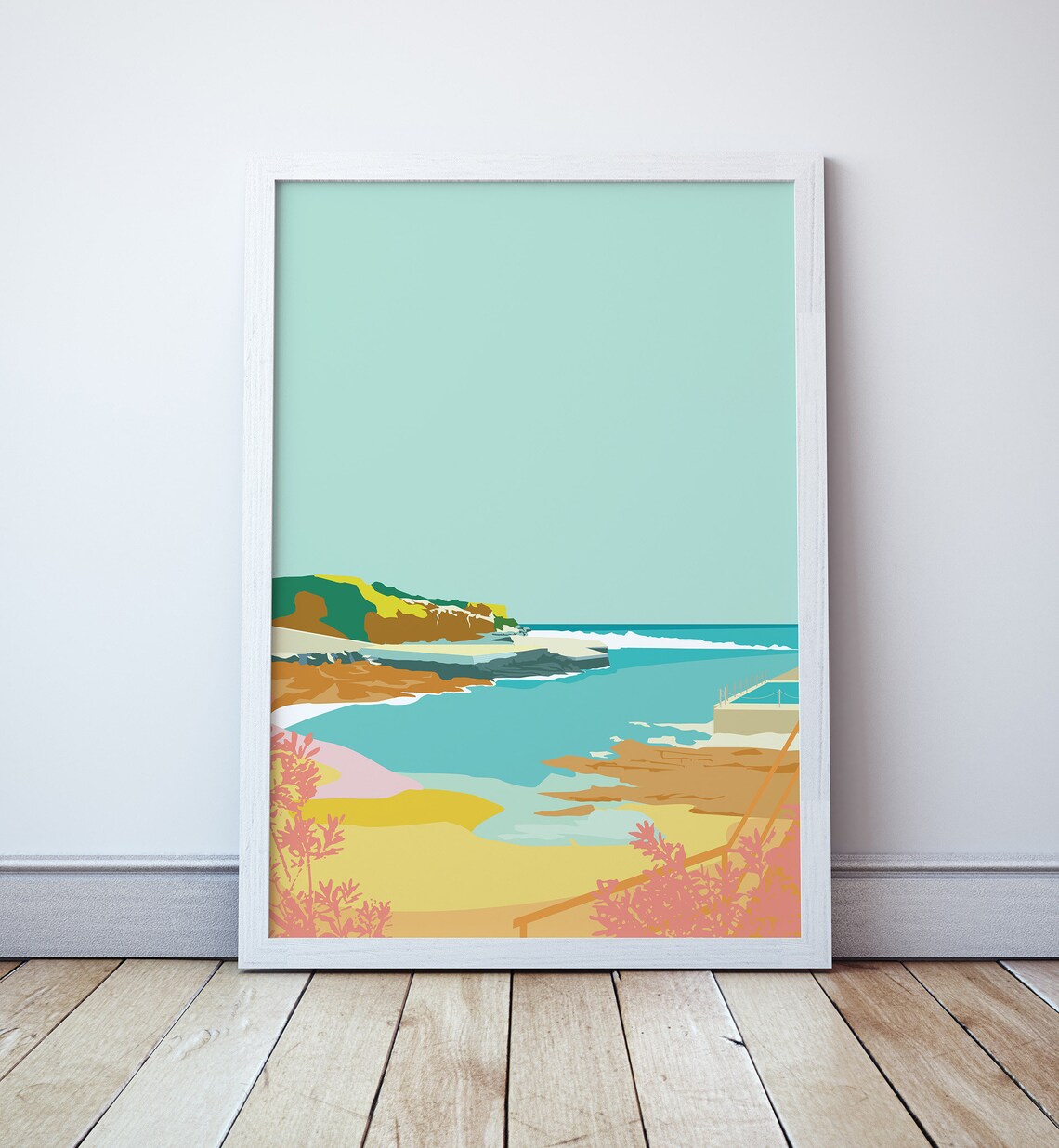 Clovelly Vintage Style Beach Travel Poster