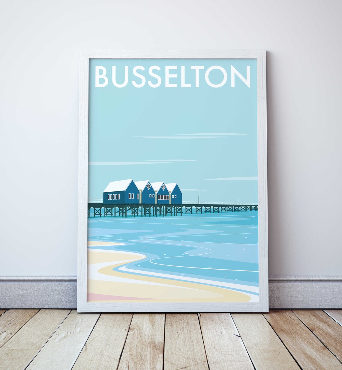 Busselton Jetty Travel Poster, Coastal Landmark