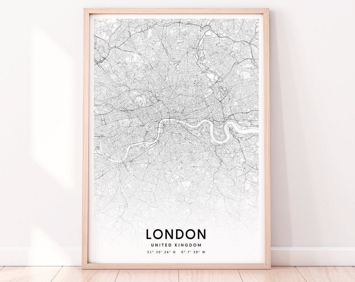London Map Print, Modern England Travel Poster