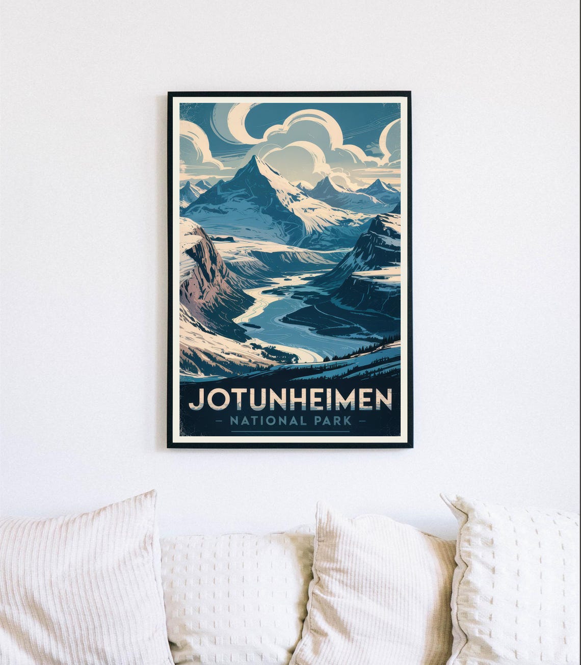 Jotunheimen National Park Norway Snowy Mountain Travel Poster