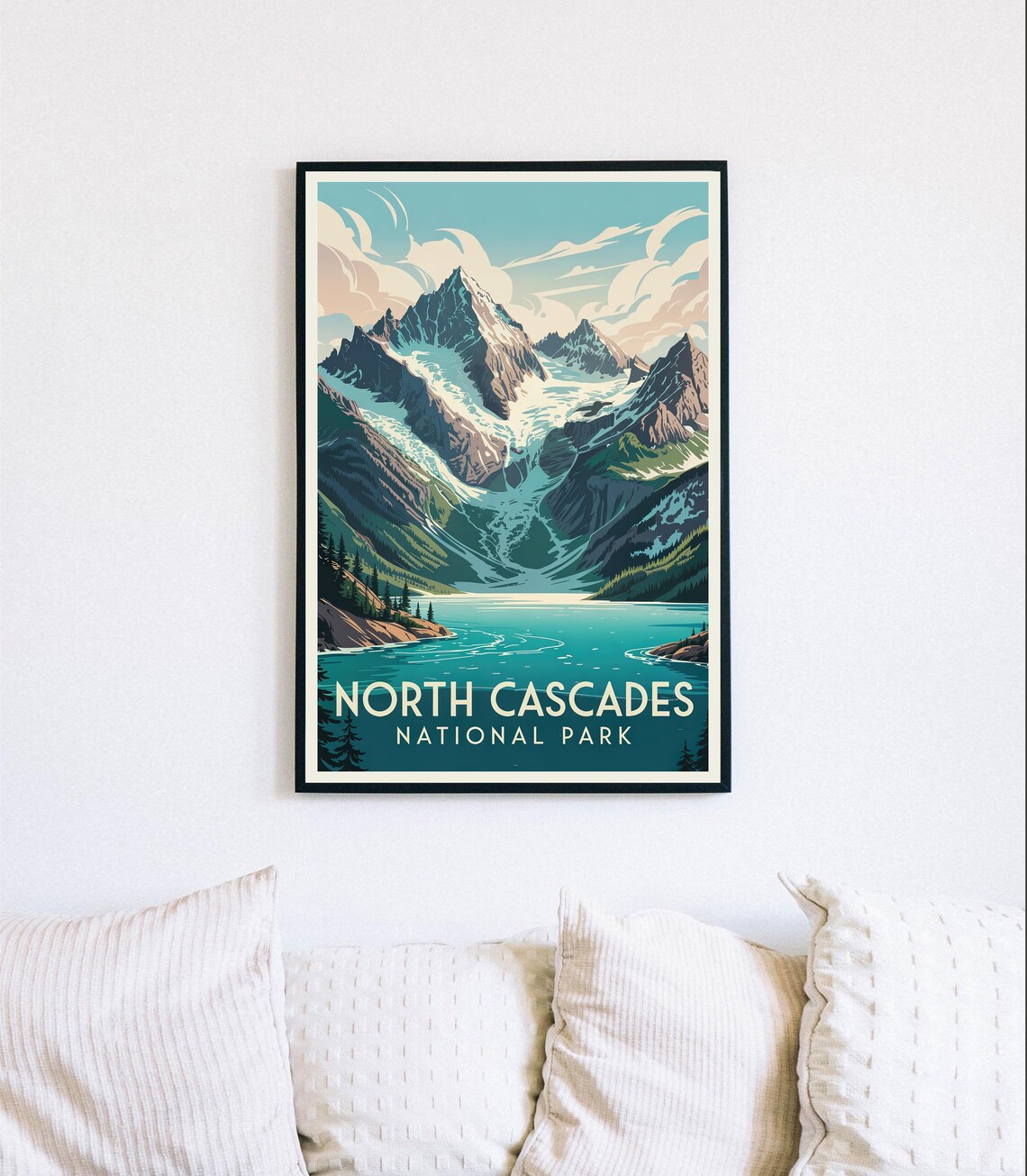 North Cascades National Park Glacier Lake Mountain Travel Poster