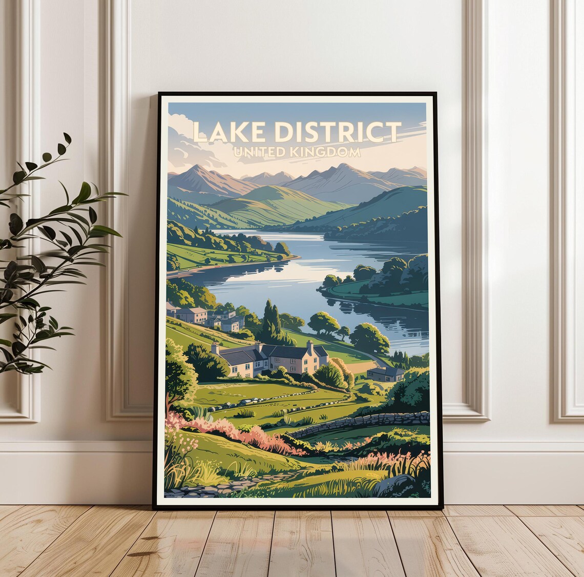 Lake District England Stone Farmhouse Fells Lakes Travel Poster