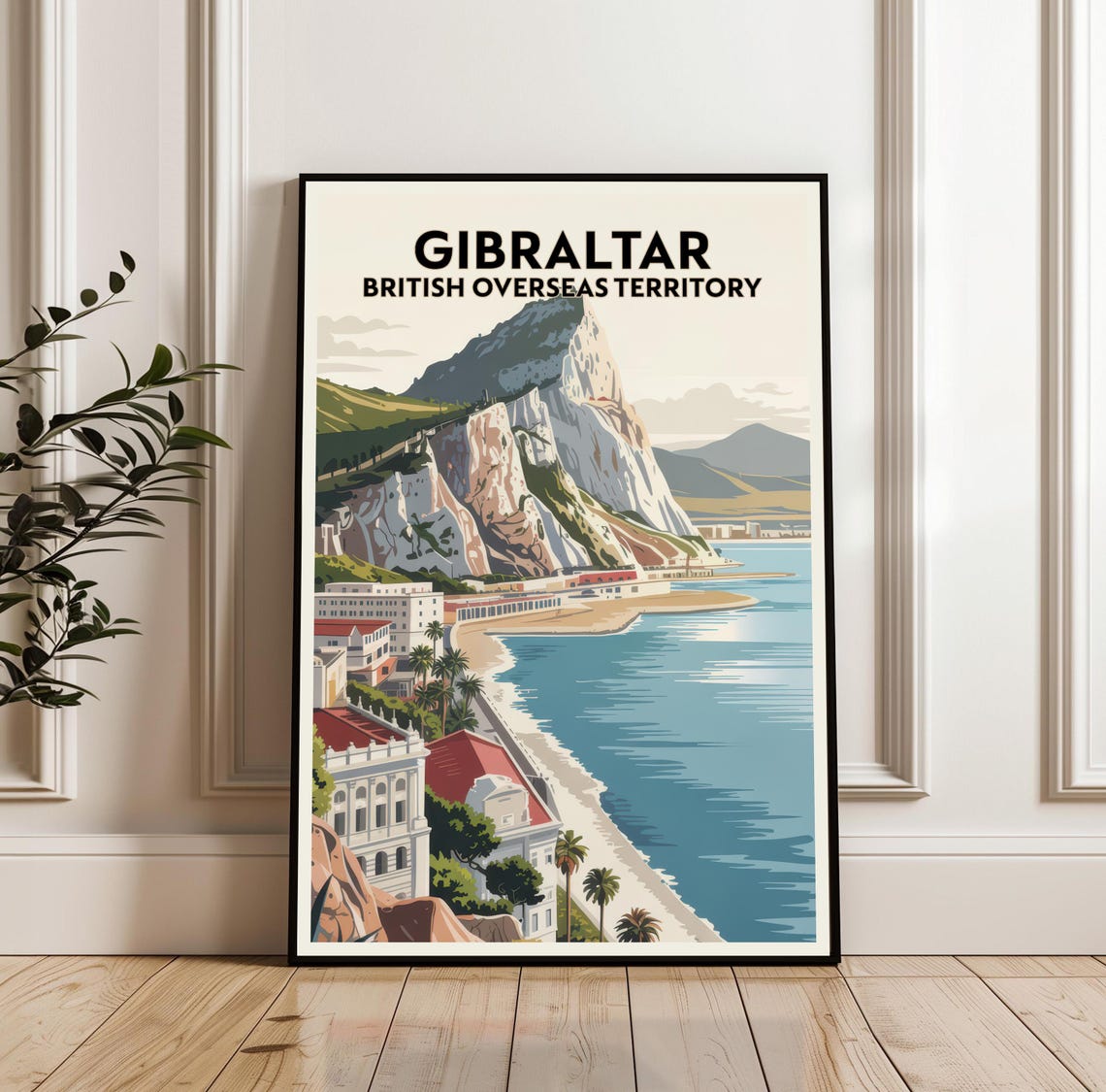 Gibraltar Rock British Overseas Territory Coast Travel Poster