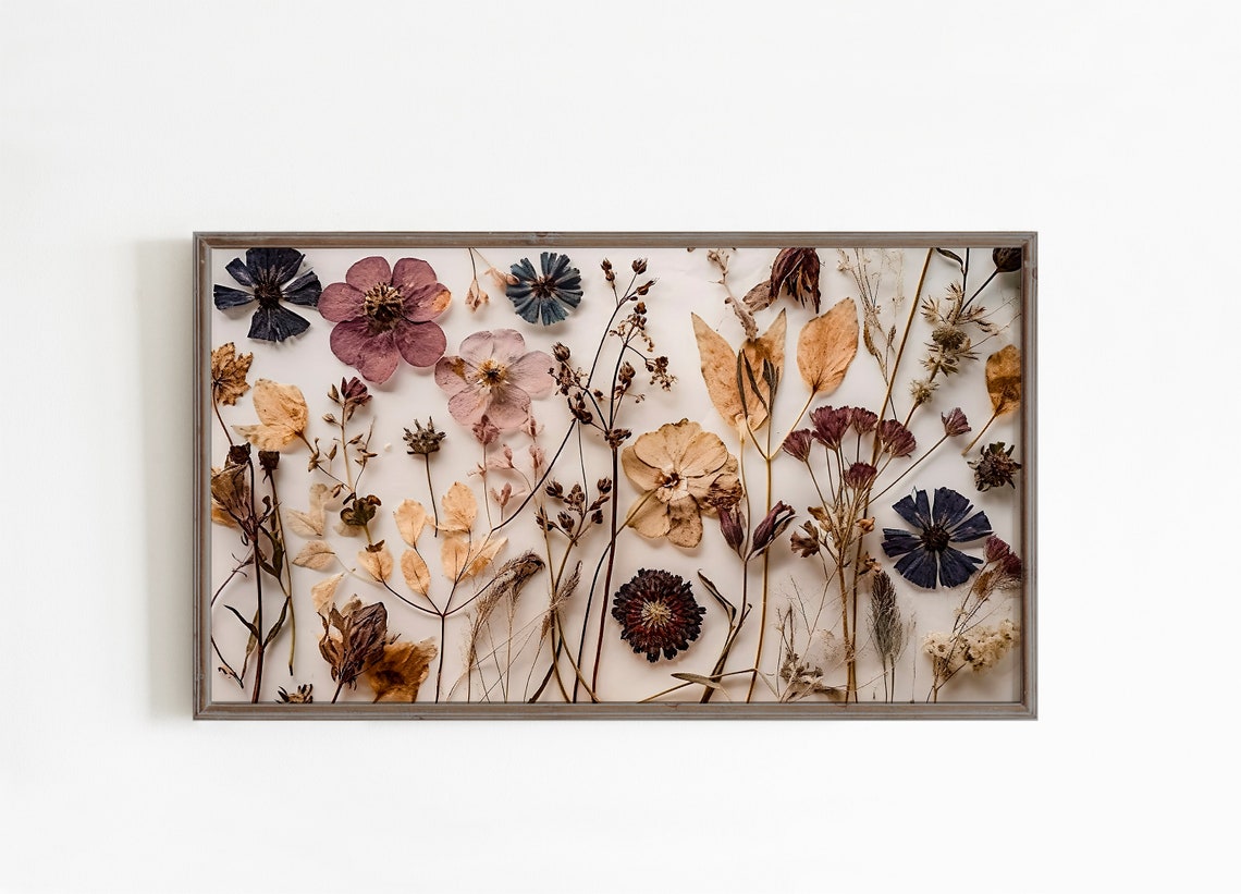 Pressed Dried Wildflowers Botanical Autumn Floral Art Poster - Image 3