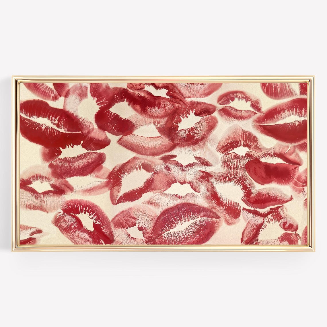 Red Lipstick Kiss Prints Bold Pop Art Romantic Valentines Wall Art - Image 3
