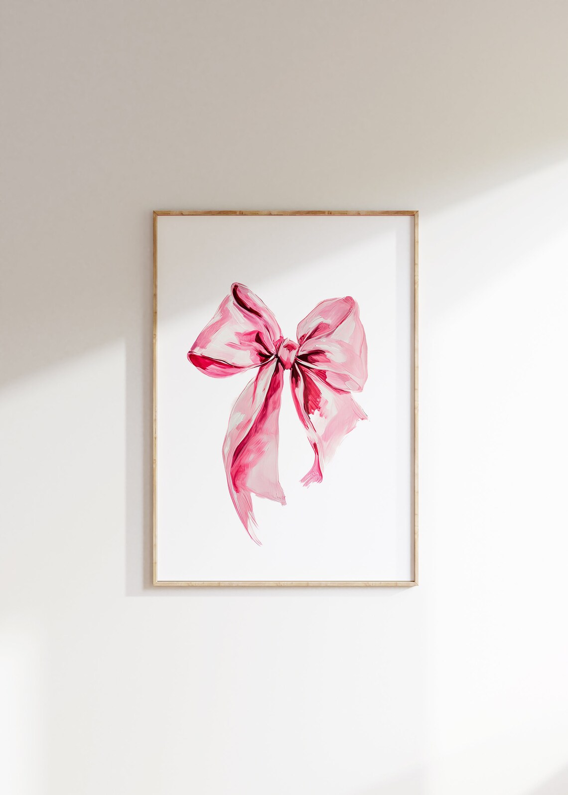 Pink Bow Watercolor Painting Balletcore Aesthetic Girls Room Poster - Image 3
