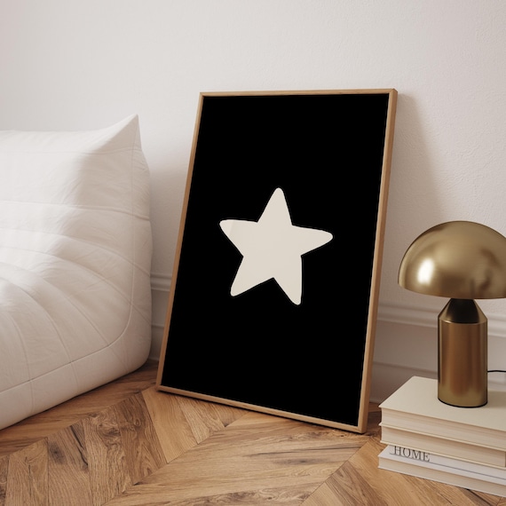 Black Star Prints Cute Bedroom Wall Art Minimalist Wall Decor College Dorm Room Poster Black Print For Home Trendy Hand Drawn Star Art Decor