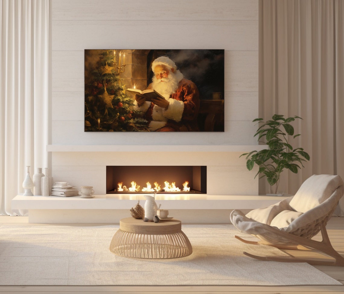 Santa Claus Reading By Candlelight Near A Christmas Tree Poster - Image 3