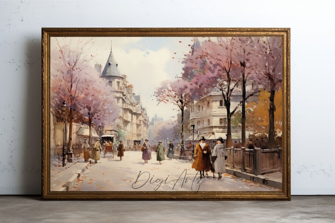 Parisian Boulevard Strollers Blossom Trees Vintage Street Poster - Image 4