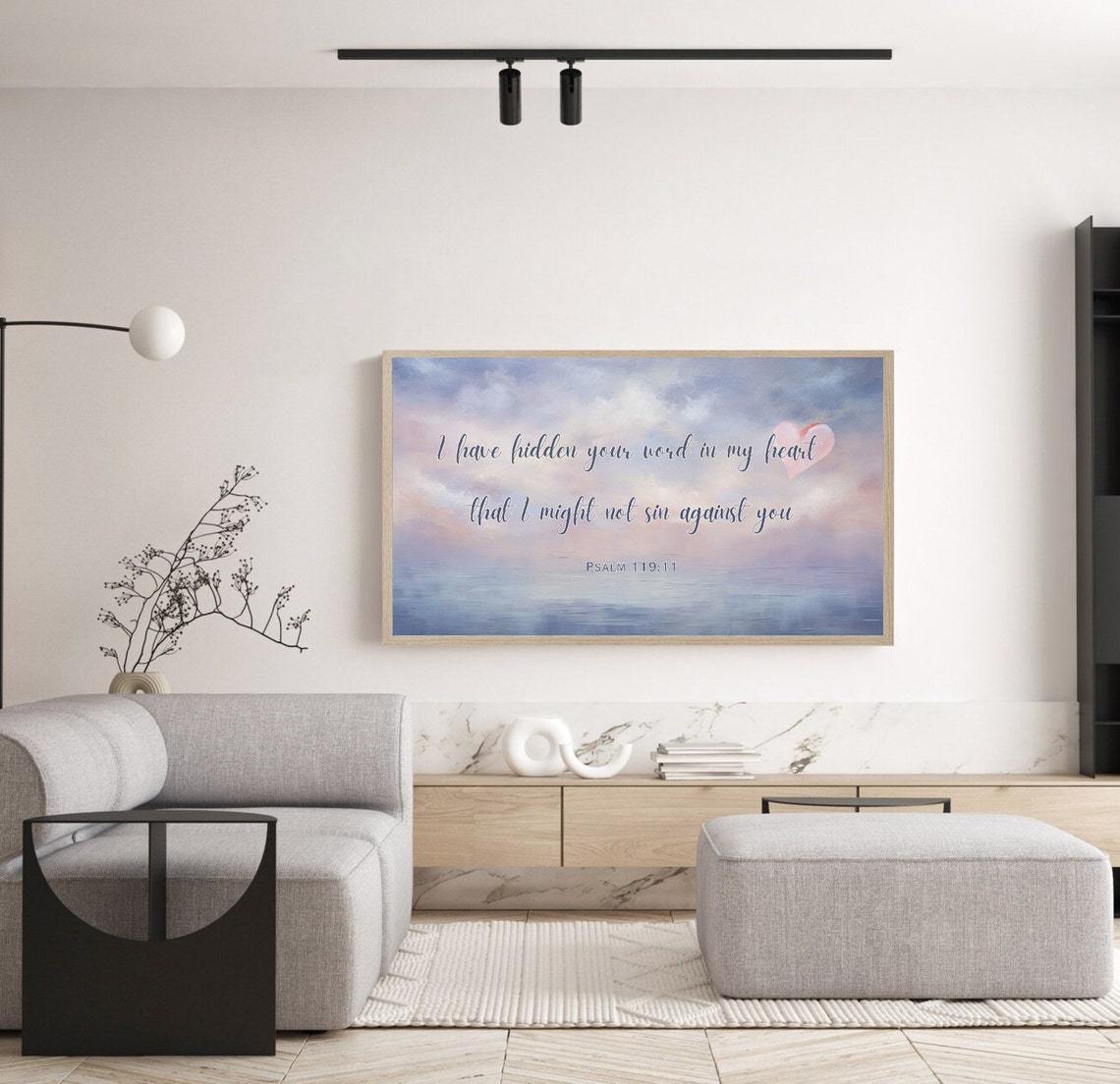 Psalm 119 Hidden Word In My Heart Pastel Sky Scripture Poster - Image 5