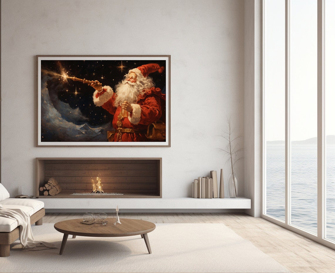 Santa Claus With A Glowing Wand Under A Magical Starry Sky Poster - Image 3