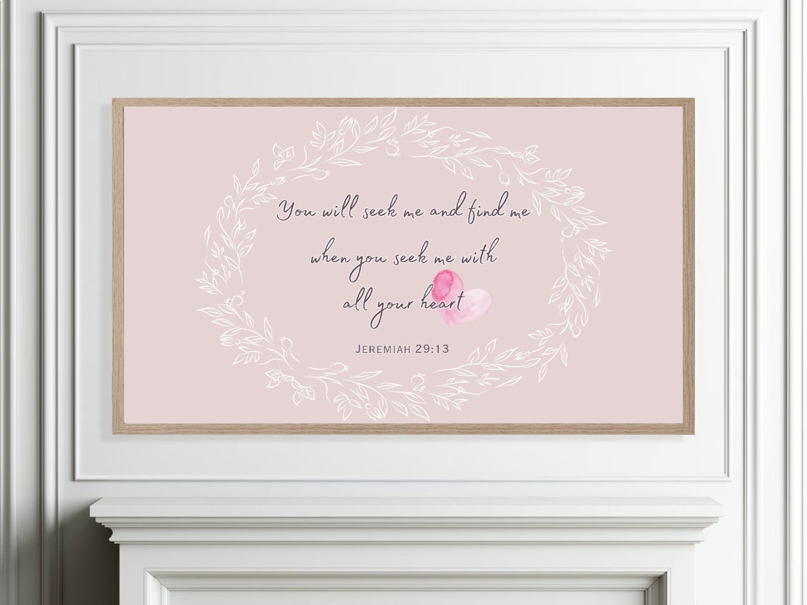 Jeremiah 29 Pink Floral Wreath Heart Scripture Nursery Poster - Image 4