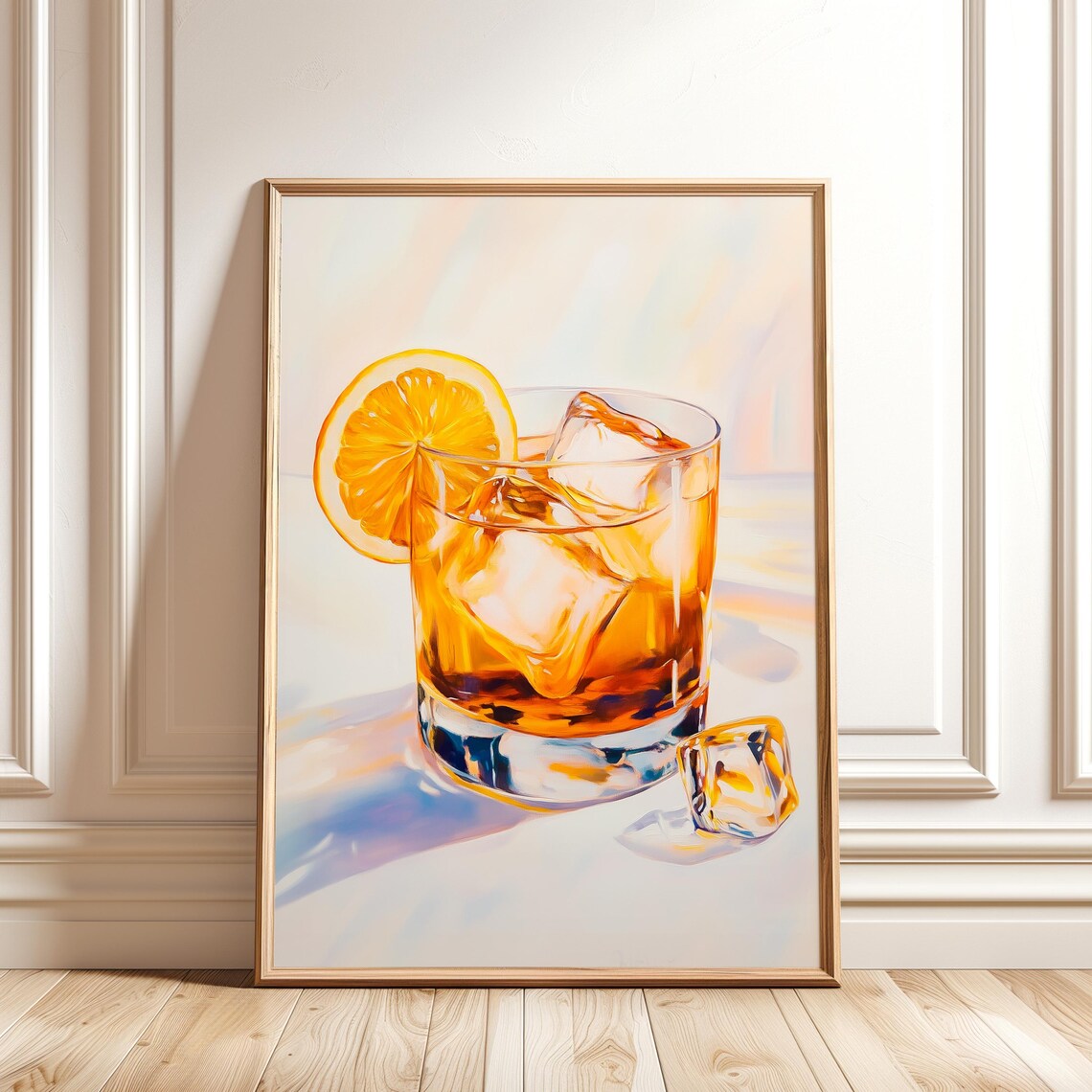 Old Fashioned Cocktail Painting, Bar Decor