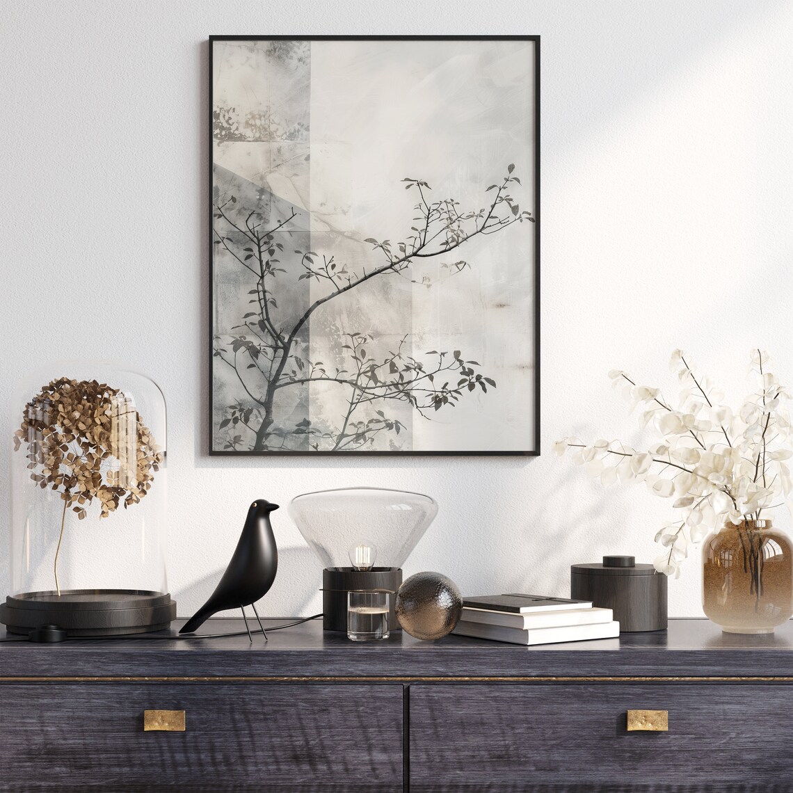 Japandi Neutral Grey Abstract Art Print, Wabi Sabi - Image 2