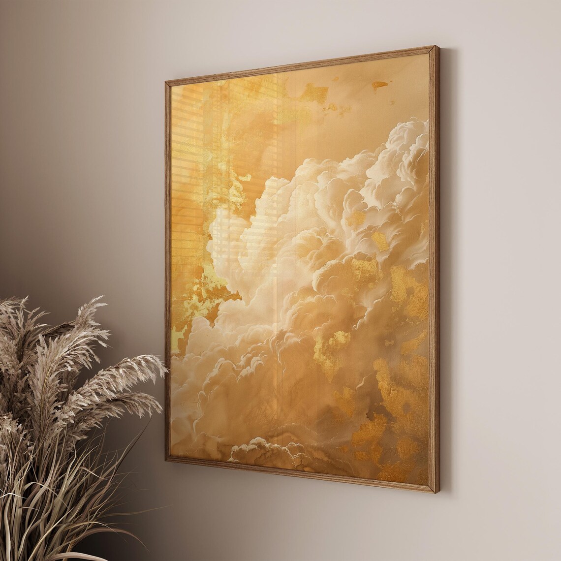 Gold Clouds Painting Abstract Art Print Sky Wall Art Large Cloudy Sky Home Decor - Image 3