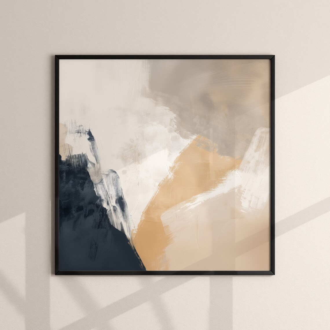 Modern Abstract Square Art Print, Japandi Decor