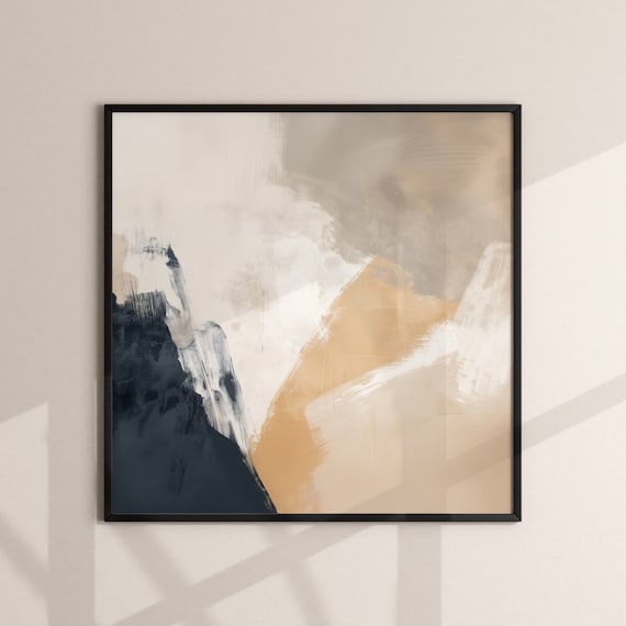 Modern Abstract Square Art Print, Japandi Decor