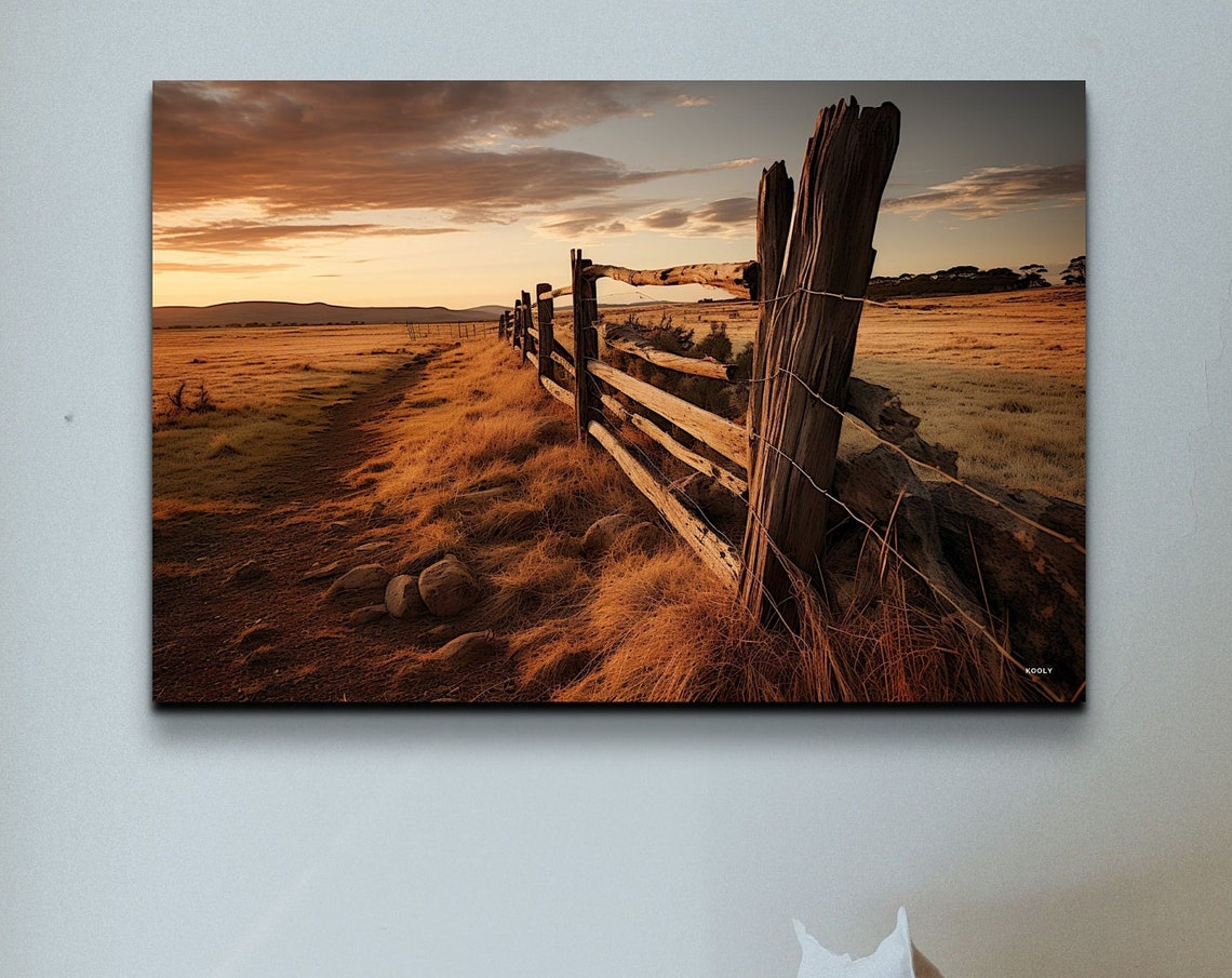 Australian Landscape Fence And Gum Trees Wall Art