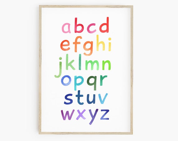 Lowercase Letters Rainbow Alphabet Poster Instant Rainbow Playroom Decor Rainbow Kids Decor Classroom Educational