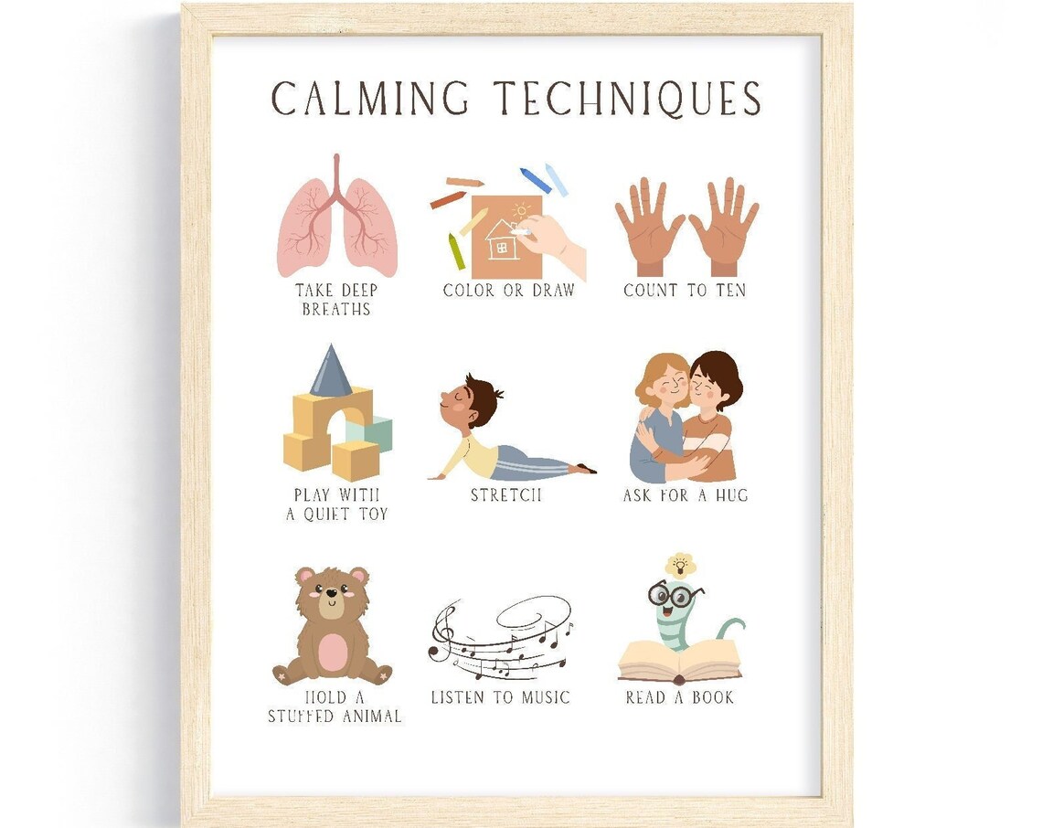 Calming Techniques Montessori Boho Classroom Poster