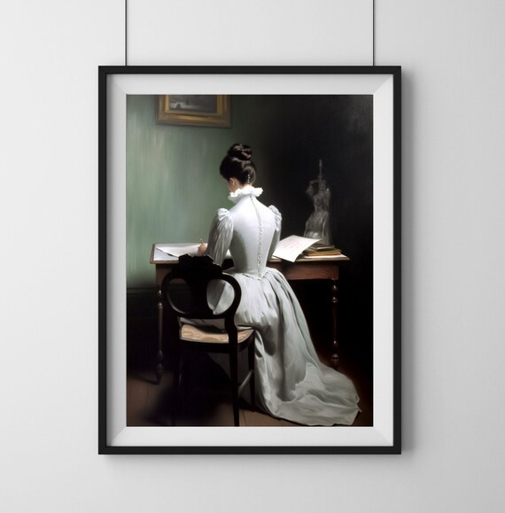 Vintage Woman Writing Love Letter Classic Portrait Painting Poster