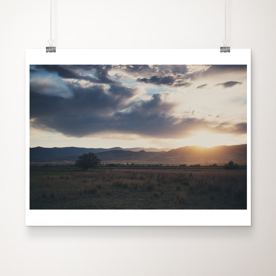 Utah Desert Mountain Sunset Dramatic Storm Cloud Photo Poster