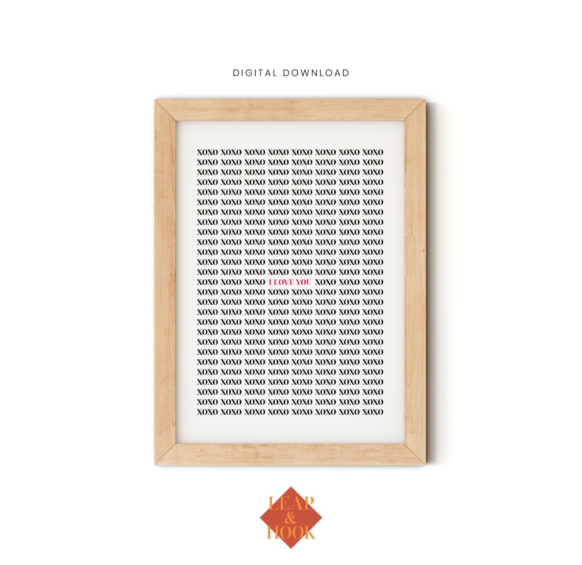 Valentine XOXO Repeat Pattern I Love You Romantic Quote Style Poster - Image 3
