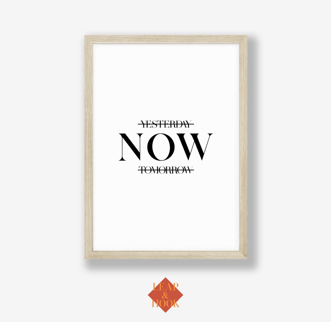 Now Quote Print Crossed Out Yesterday Tomorrow Mindfulness Wall Decor - Image 2