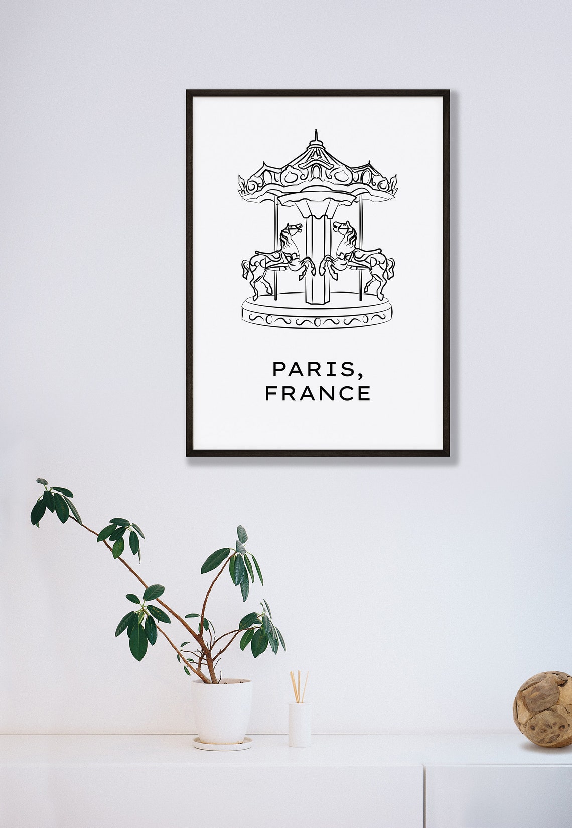 Paris France Carousel Line Art Poster Minimalist Travel Wall Decor - Image 3