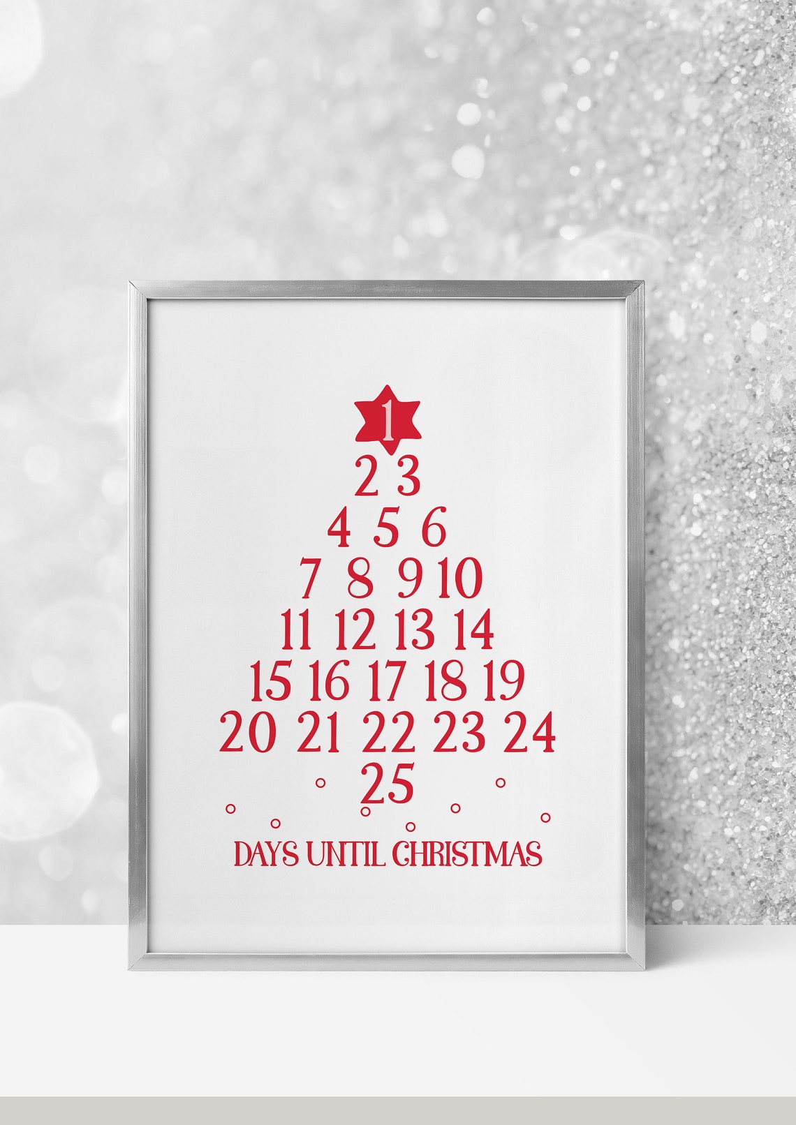 Days Until Christmas Countdown Tree Numbers Red Holiday Poster - Image 3