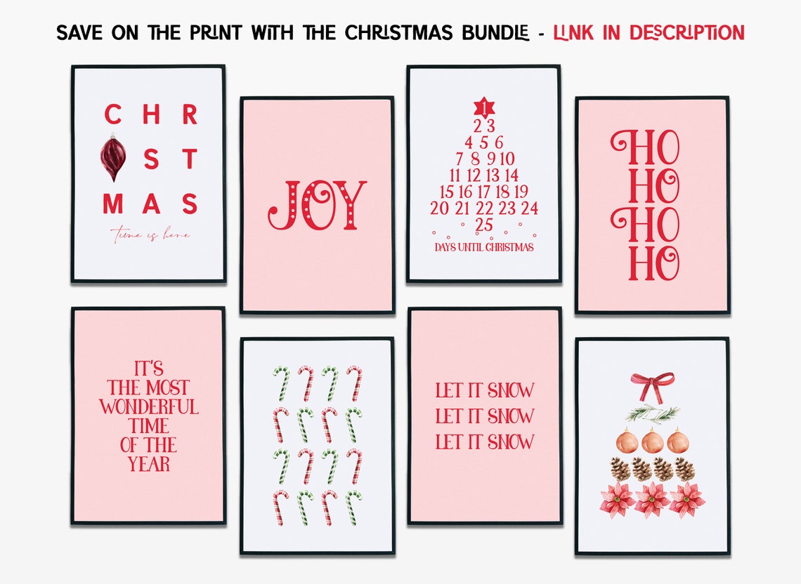 Home for Christmas Red Trees Festive Lettering Holiday Wall Poster - Image 2