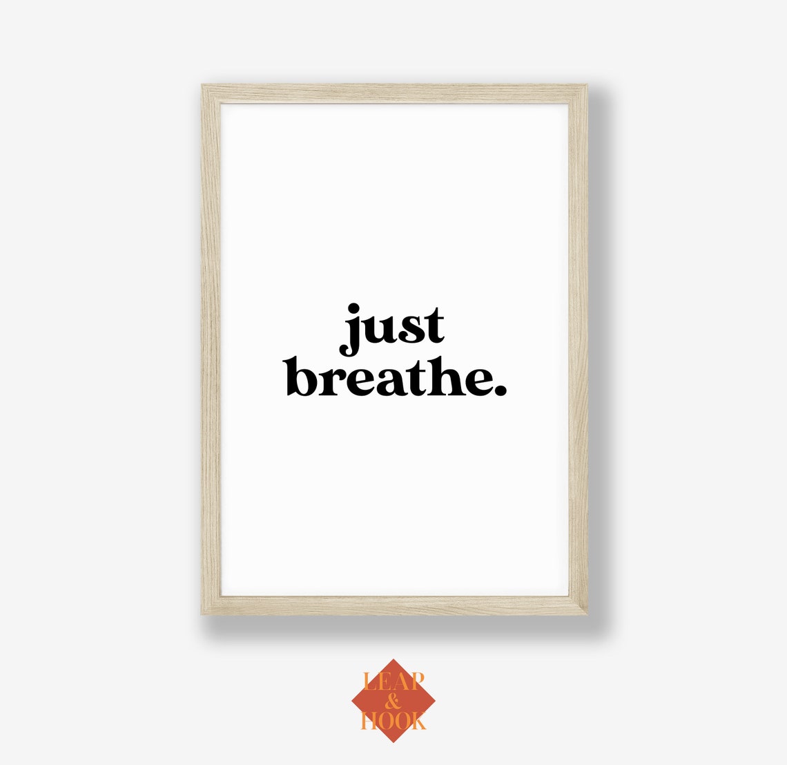 Just Breathe Quote Print Calm Minimalist Wellness Bedroom Wall Decor - Image 2