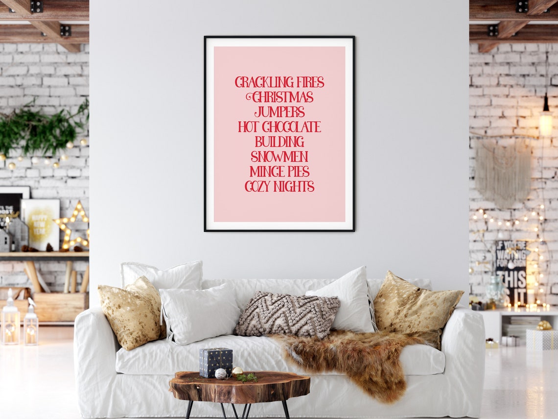 Pink Cozy Christmas Traditions List Typography Holiday Poster - Image 5